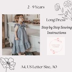 Link to my store: https://lovelybabypatterns.etsy.com Girl Dress Sewing Pattern, Baby Dress Easy Instant Download, Kids PDF Sewing Pattern, From 2 To 9 Years. This pattern is a beginner sewing level pattern.   WHAT YOU GET: SEWING INSTRUCTIONS! US Letter Size Print. A4 Size Print. A0 File. Fabric Consumation. Sewing Instructions. The pattern is available immediately after completing the checkout on web site. Printing: Print out at 100% scale on your home printer. TERMS OF USE: This item may not Pattern From Existing Clothes, Girl Dress Sewing Pattern, Easy Kids Sewing Projects, Diy Skirts, Sewing To Sell, Sewing Kids Clothes, Girls Dress Sewing Patterns, Sewing Instructions, Beginner Sewing