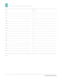 the printable planner is shown in blue and white, with two lines on each side