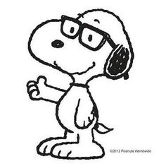 a black and white drawing of a cartoon dog wearing glasses, standing with his paw up