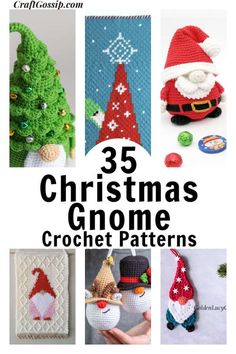 christmas gnome crochet patterns with the title overlay that reads 35 christmas gnome crochet patterns