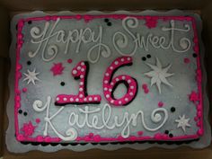 a birthday cake with the number sixteen on it