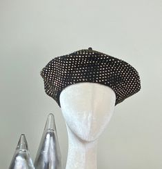 The classic beret is reimagined into a statement piece.   This item is made of a wool blend and is encrusted with more than a 1000 + premium aged GOLD rhinestones.  It shimmers in any light and catches the eye.  You can dress it up or dress It down.  This beautiful beret will be the star attraction of your outfit and adds a touch of luxury to any look. This item is handmade by me.  Traditionally, many will wear a hat to conceal a bad hair day or to hide what they perceive to be a flaw.  My goal is to always create a quality piece that will make the wearer feel confident and fashionable.   One size fits most Made to order Inner 22.5 inches to 23.5 inches circumference Care instructions; spot clean & air dry Available in more colors Serpentandhalo [at] gmail.com Wearing A Hat, Gold Rhinestone, Bad Hair Day, Bad Hair, Hair Day, A Bad, Chic Outfits, Caps Hats, Wool Blend