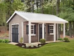 an image of a small shed in the woods