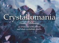 the cover of crystalomania, with an image of crystals in blue and white