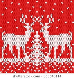 a knitted christmas sweater with deers and hearts on it in red, white and grey colors