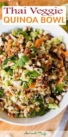 a bowl filled with broccoli, carrots and other vegetables