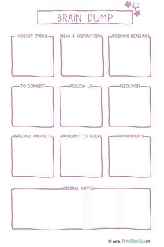 Printable Brain Dump Templates