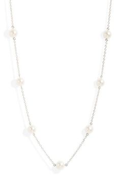 Radiant Akoya pearls make gorgeous stations on a polished chain necklace. 18k gold/saltwater cultured pearl Made in Japan Asian Owned/Founded Akoya Pearls, Womens Jewelry Necklace, Made In Japan, 18k Gold, Chain Necklace, Jewelry Necklaces, White Gold, Diamonds, Nordstrom