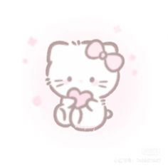 a drawing of a hello kitty holding a bow