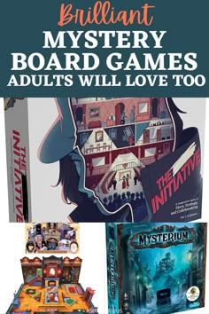 an image of a board game with text overlay that reads brilliant mystery board games adults will love too