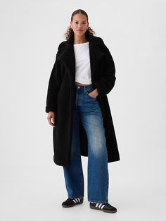 Stylish Winter Coats, Long Cardigan Coat, Long Fur Coat, Plush Coat, Winter Outwear, Sherpa Coat, Sleeves Clothing, Outwear Jackets, Loose Fitting Tops