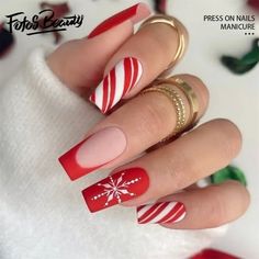 " Click here to view more Fofosbeauty Press On Nails at lower price! Fofosbeauty--Festive Nail Art to Wear This Christmas! Press on nails 24 Pieces set 12 different sizes. Acrylic nails art accessories design 24 pcs set full nail design fake nail tips with free nail glue sticker sheet and mini nail file. These tools can help you wear fake nails better, and the operation is easy and convenient for everyone. Get into the holiday spirit with our exclusive Christmas-themed nail wraps! Perfect for ad Ballet Nails, Nagel Tips, Cute Christmas Nails, Nail Art Set, Christmas Nail Art Designs, Blue Nail, Festival Nails, Acrylic Nails Coffin, Xmas Nails