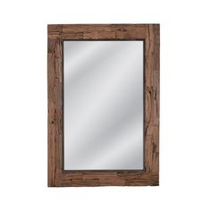 a mirror that is made out of wood and has a wooden frame on the front