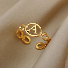 Silver Initial Ring, Letter Rings, Letter Ring, Stylish Rings, Initial Ring, Custom Initials, Christmas Gift Jewelry, Letter A, Gold Letters