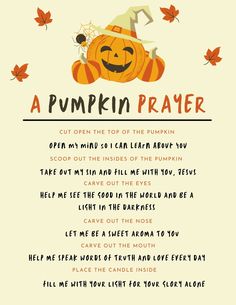 a pumpkin prayer with the words,'a pumpkin prayer'and an image of a jack