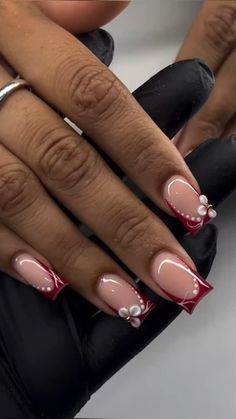 Red Nails Quince, Cherry Red Nails, Nails Collection, Black French Tips, Short Acrylic, Pretty Nail Art, Short Acrylic Nails Designs, Fire Nails, Bling Nails