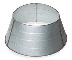 a silver metal lamp shade on a white background