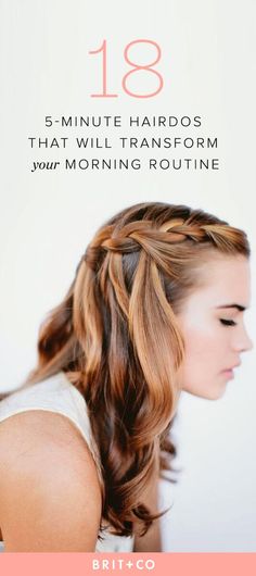 Go ahead and hit the snooze button. These quick and easy hairdos will get you out the door in just 5 minutes! Waterfall Braid Tutorial, Waterfall Braid Hairstyle, Fishtail Braid, Waterfall Braid, Hair Tutorials Easy, Skirt Maxi, Braided Hairstyles For Wedding, Spring Hairstyles, Wedding Hairstyles For Long Hair