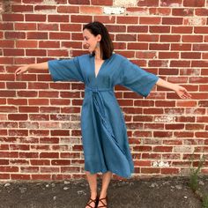 Willow and Stitch Kimono Dress Pattern, Crochet Wedding Dress Pattern, Style Dress Patterns, Linen Dress Pattern, Kimono Sleeve Dress, Kimono Style Dress, Deep V Dress, Global Dress, Kimono Pattern