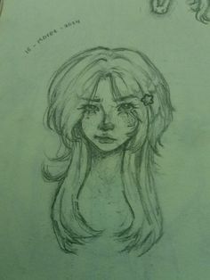 a drawing of a girl with long hair