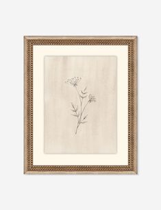 a drawing of flowers in a brown frame