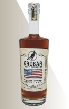 a bottle of korbar american whiskey on a white background