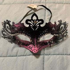 Nwt Mask. Never Used. Super Cute Fitted Masquerade Mask For Carnival Party, Black Masquerade Outfit, Maskerade Mask, Masquerade Party Themes, Pink Masquerade Mask, Masquerade Party Mask, Mask Project, Masquerade Outfit, Pink Quince