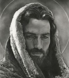 a drawing of jesus wearing a blanket