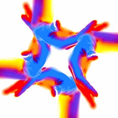 an abstract image of three people in the air