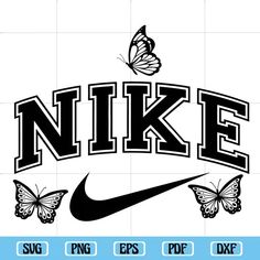 the nike logo with butterflies on it