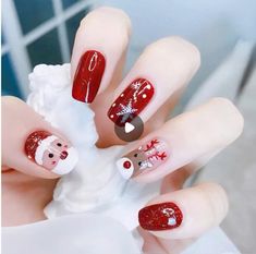 24pcs Glossy Medium Oval Full Cover Acrylic Nails - Cartoon Santa Claus and Elk Design, Christmas Red Press On Nails for Women and Girls, Xmas New Year Nail Decor, Easy to Apply, Long-Lasting, Durable, and Reusable Nails Cartoon, Red Press On Nails, New Year Nail, Camping Pants, Beanie With Ears, Cartoon Santa Claus, Nail Decor, Cheese Board Set, Cartoon Santa