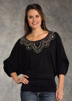 Womens Panhandle Slim Black Sequin/Bead Dolman Sleeve Shirt | AA Callisters Dolman Sleeve Shirt, Equestrian Supplies, Sequin Beading, Black Sequins, Dolman Sleeve, Quality Clothing, Equestrian, Utah, Sleeve Shirt