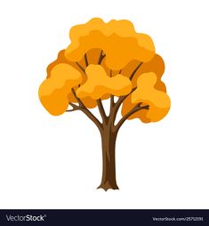 a tree with yellow leaves on white background