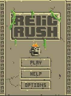 an old - school computer game with the words run rush on it