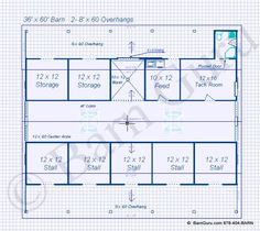 the floor plan for an office building with two stalls and one room on each side