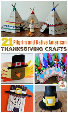 thanksgiving crafts for kids to make with paper plates and teepees on the table