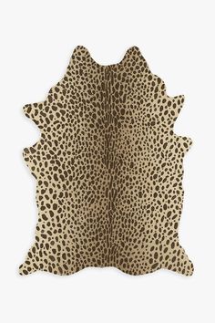 a black and white animal print rug with spots on it's back, against a white background