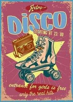 a poster with an image of roller skates