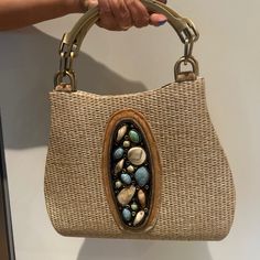 Brand New Bag. Perfect For The Beach Or A Party, Handbag For All Your Summer Essentials. Beautiful Seashells On The Front And Velvet On The Sides. Strong Brass Handle. Makes A Great Gift. Chic Beaded Shoulder Bag For The Beach, Luxury Straw Bag With Gold-tone Hardware For Vacation, Chic Beaded Beach Bags, Summer Vacation Bag With Gold-tone Hardware, Gold Beaded Beach Bag, Chic Beach Bags With Gold-tone Hardware, Rectangular Beach Bags With Gold-tone Hardware, Luxury Beach Bags With Gold-tone Hardware, Beautiful Seashells