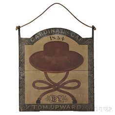 an old fashioned sign with a cowboy hat on it