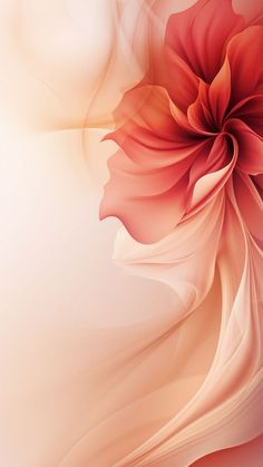 a red flower is in the middle of an abstract background with white and pink colors