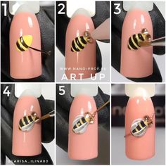 Bee Nail Art, Animals Nails, Butterfly Nail Design, Do It Yourself Nails, Butterfly Nail Designs, Rose Nails