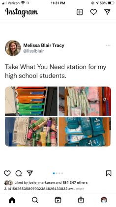 the instagram page for mellis bir tracy's high school student