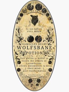 an old fashioned label with black and gold designs on it's sides, including the words wolfsbave