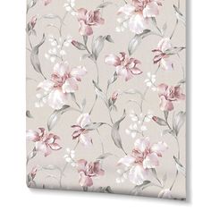 a floral wallpaper with pink and white flowers