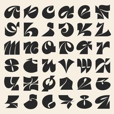 the alphabet is made up of different letters and numbers, all in black on a white background