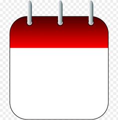 a red and white calendar with three pins on the front, transparent background png