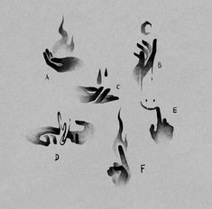 four different types of calligraphy in black and white