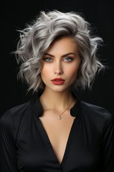 Fluffy Wolf Cut, Grey Curly Hair, Layered Haircuts For Medium Hair, Gray Hair Highlights, Wolf Cut, Haircuts For Medium Hair, Haircut And Color, Hair Color And Cut, Long Hair Cuts