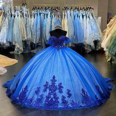 Royal Blue Quinceanera Dresses Crystals Beading Applique Birthday Party PromGown Royal Blue Quinceanera Dresses, Blue Quinceanera Dresses, Royal Blue Quinceanera, Quince Dresses Blue, Quinceanera Themes Dresses, Quinceñera Dresses, Blue Quince, Western Wedding Dresses, Quinceanera Dresses Blue